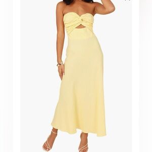 Rosetta Cutout Cotton & Linen Strapless Dress
